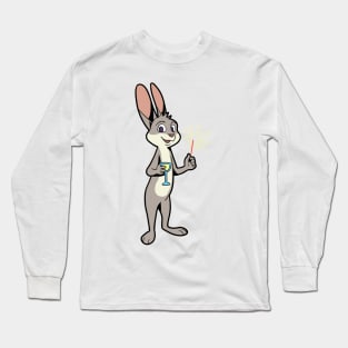 Bunny with sparkler and champagne - Happy New Year Long Sleeve T-Shirt